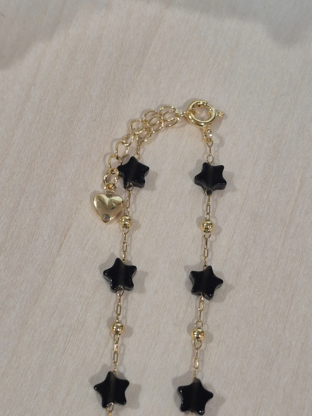 🖤⭐️NEW🖤⭐️ PRETTY!! SS OBSIDIAN Micro PaperClip Nat. Stone Star Bracelet